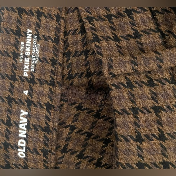 Old Navy High Rise Pixie Skinny Pants Size 4 Brown Houndstooth Plaid - Picture 5 of 6